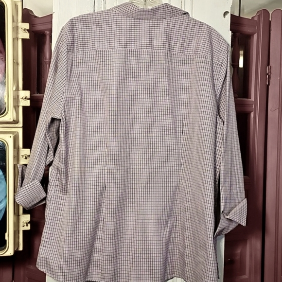 Lands' End Womens No Iron Lavender Plaid 3/4 Sleeve Button-up Cotton Blouse 16 - Picture 5 of 5